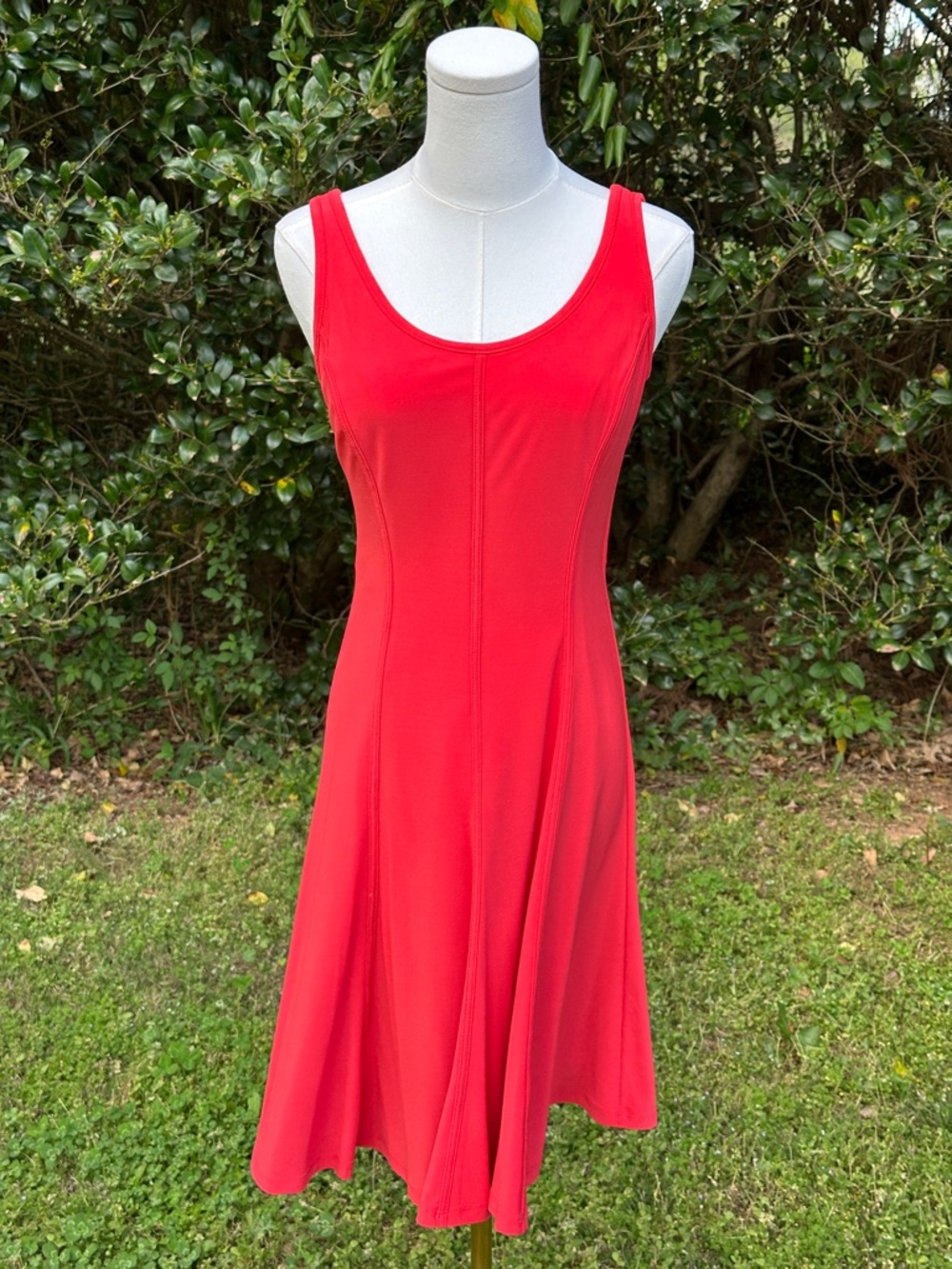 Ralph Lauren Vibrant Red Scoop-Neck Midi Dress